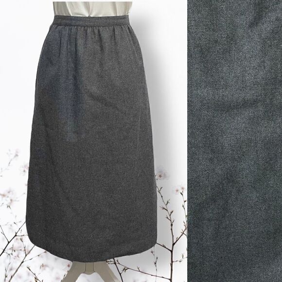 SASSON Vintage Gray Wool Blend Midi Skirt Sz 8 - Picture 1 of 12